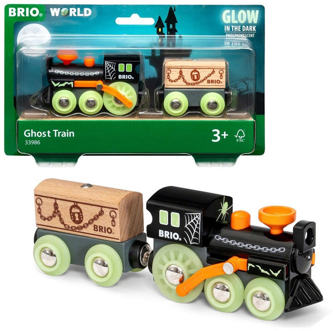 브리오 36014 BRIO 기차장난감 증기기관차 크리스마스, 33986 유령 열차 (빛나는)
