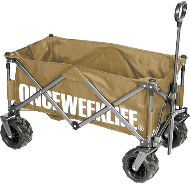 원스위크라이프 접이식 캠핑웨건 + 보관용 가방 세트, 브라운, 1세트