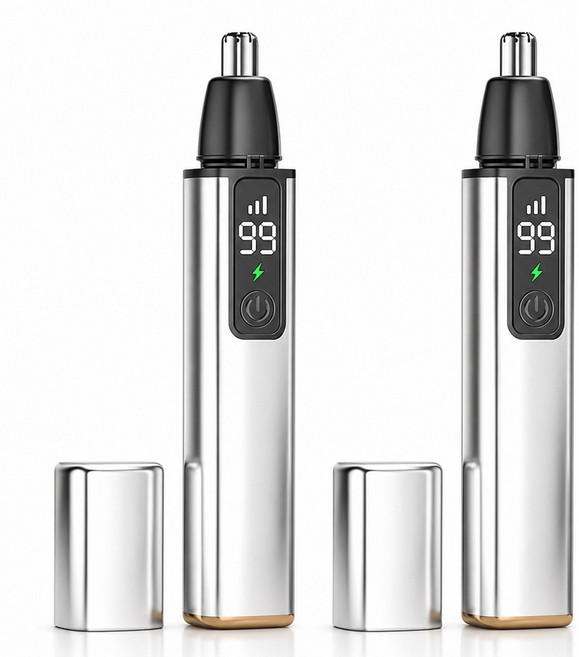 德國鼻毛修剪器 USB充電款 鼻毛機 護理級 30000轉 雙刀刀片 TYPE-C快充, 銀色, 兩支裝