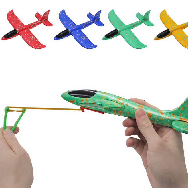 유니쉬 슈팅 글라이더 고무줄 비행기 장난감 야외놀이, 2개, 랜덤