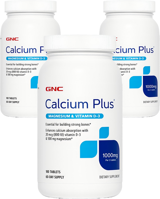 GNC 칼슘 플러스 1000mg 타블렛, 3개, 180정