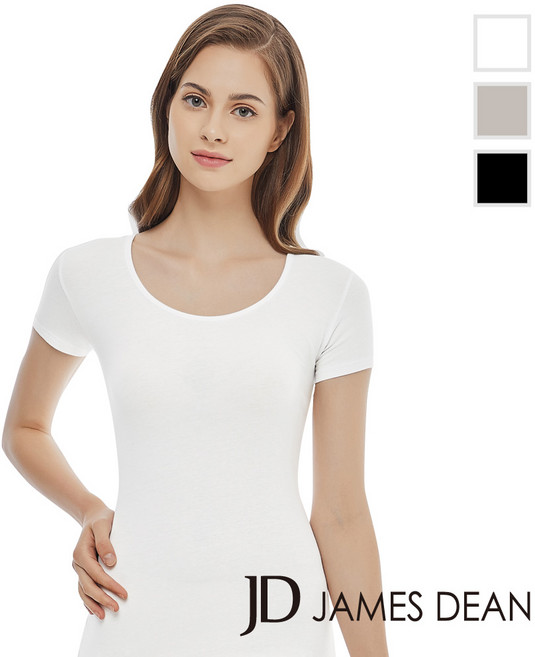 제임스딘 면스판 여성 반팔 런닝 흰색 검정 JHWRV014