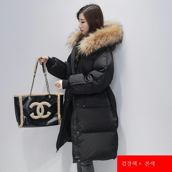 DFMEI 오리털카라 패딩 여중기장 오버사이즈 패션 조거 루즈핏 겨울 코트