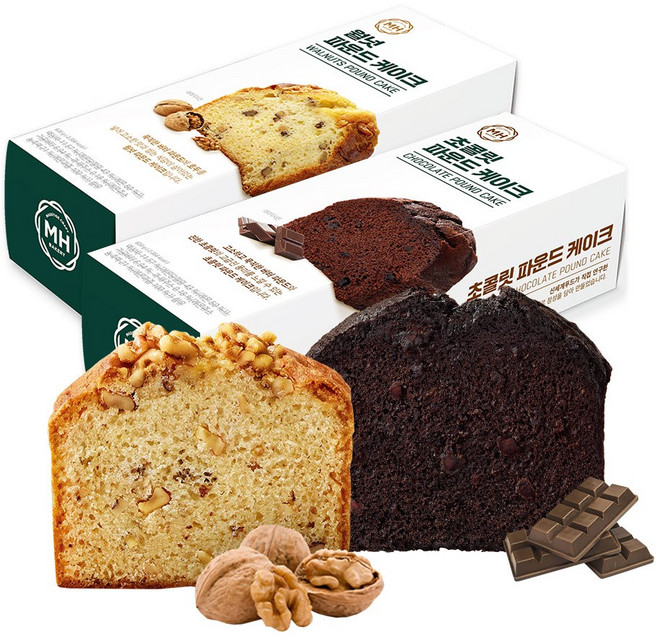 [신세계푸드] 밀크앤허니 월넛파운드[650g]+진한초콜릿파운드[620g] 혼합세트, 1세트