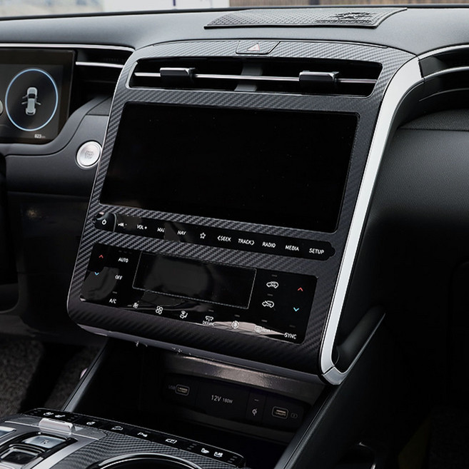 [차그램] 투싼NX4 호환 내비패널 2열송풍구 패널 카본 데칼 스티커 세트, 02_실버 카본