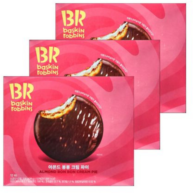 (NEW신상) 배스킨 아몬드봉봉 크림파이 1008g 어린이집 사무실 학교 탕비실 단체간식 유치원 간식 50종 택1, 336g, 1