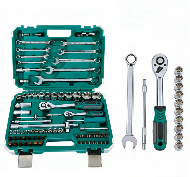 복스알 82pcs 1/4 1/2소켓렌치 세트 자동차수리 라챗핸들, 1세트