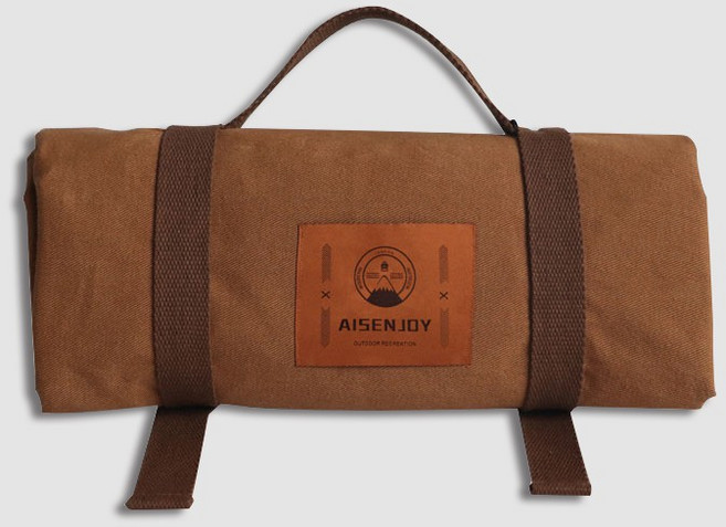 加厚帆布野餐墊，附防水墊，露營野餐、帳篷、防潮、沙灘適用, 焦糖色(贈防水墊),標準(150x150cm)