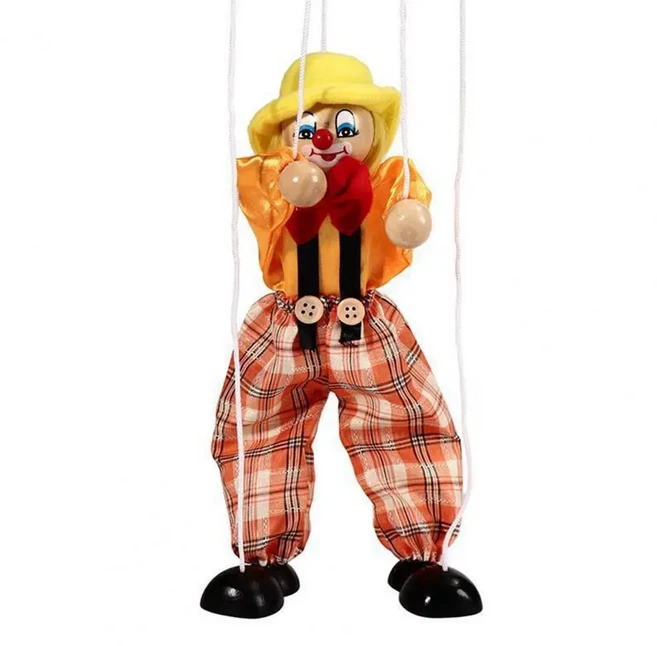 어린이용 목제 마리오네트 광대 인형 장난감 당김 로프 인형 남아용 손 인형 해적 인형, 색상: 3. Green, 1개