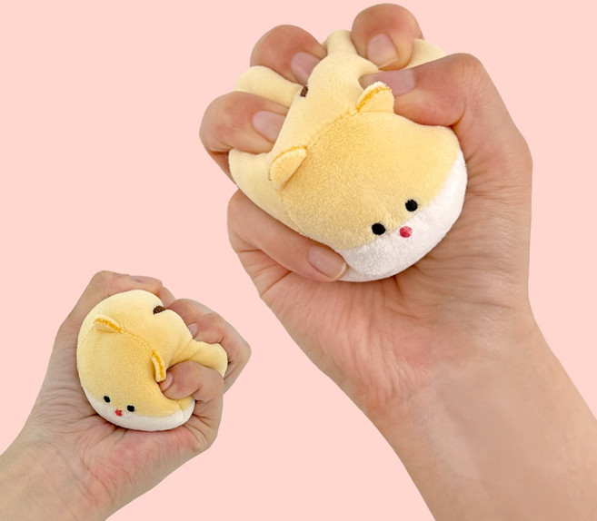 미뇽맨션 햄찌 스트레스볼 키링 귀여운 굿즈 햄스터 스퀴시 말랑이 젤리 스트레스 해소 슬라임 꾹꾹이 모찌 인형, 1개, 옐로우, 80mm