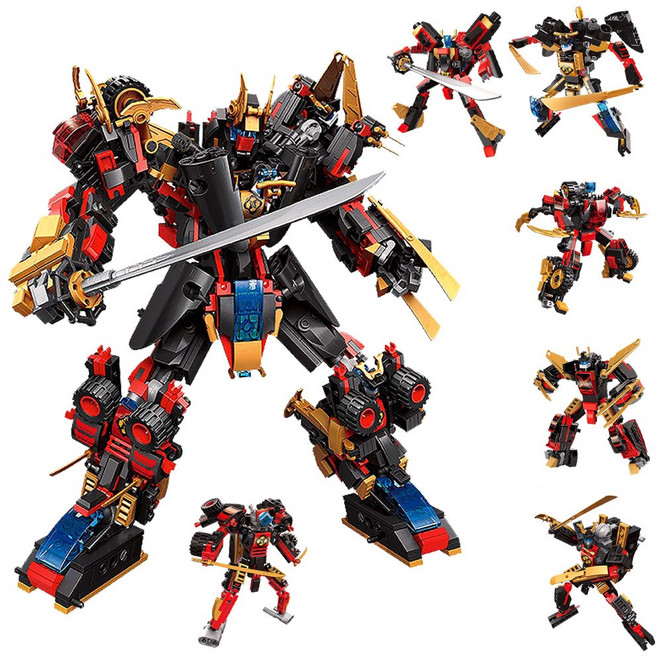 재미모리 닌자 전사 스타워리어 6종 합체 블록 세트 로보트 블럭 어린이 선물 사은 판촉 호환블록 크리스마스, 1개