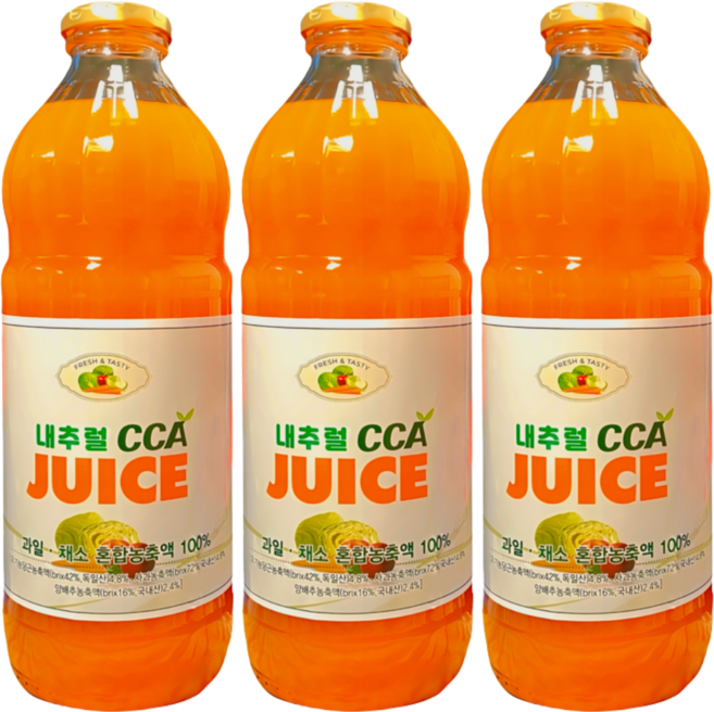 천보바이오 내추럴CCA주스 3000ml 초 대용량 당근 사과 양배추 해독주스, 3개, 1L