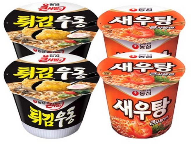 농심 컵라면대 튀김우동2+새우탕2, 없음