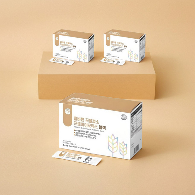 곡물효소 프로바이오틱스 올바른 자연 발효 곡물 효소 블랙, 270g, 3개
