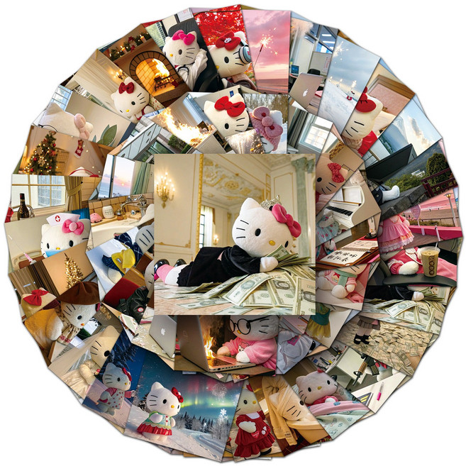 번블랙 산리오 헬로키티 캐릭터 굿즈 스티커 쿠로미 마이멜로디 시나모롤 포챠코, 헬로키티 F, 1개