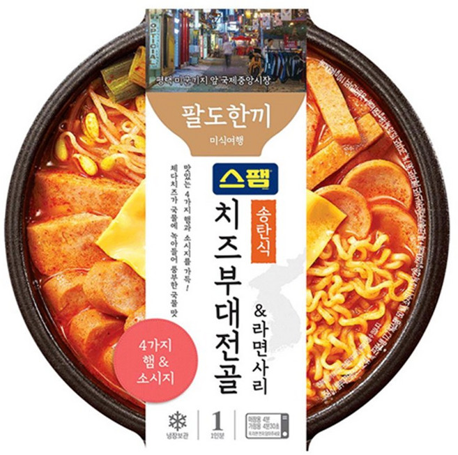 팔도한끼 송탄식 스팸치즈부대전골 라면사리 354g x 3개