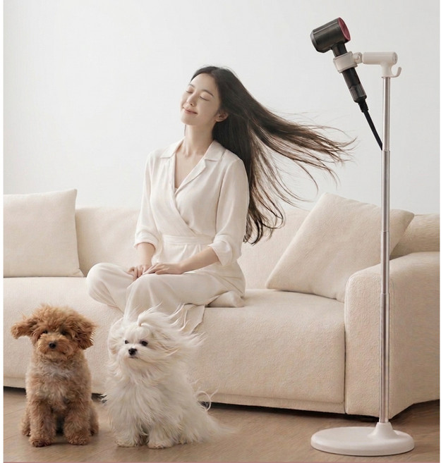 에스위두 각도 높이조절 핸즈프리 프리미엄 일체형 드라이기 거치대 스탠드, 화이트, 1개