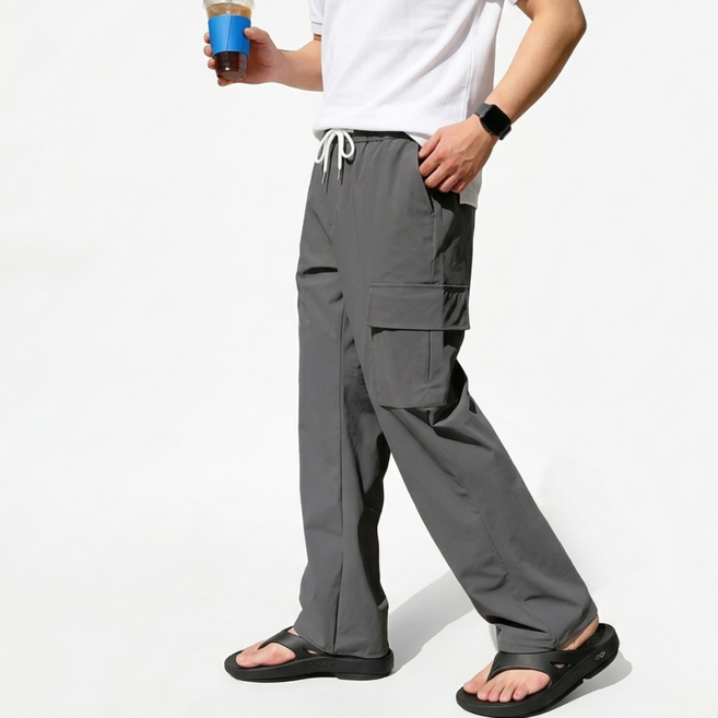 남자 여름바지 아이스팬츠 와이드팬츠 냉감 카고팬츠 밴딩 통바지 M~3XL