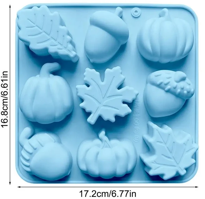 실리콘 베이킹 팬 9구 호박 모양 케이크 틀 가을 장식 제작 공예 용품 추수감사절 할로윈용, 03 Blue