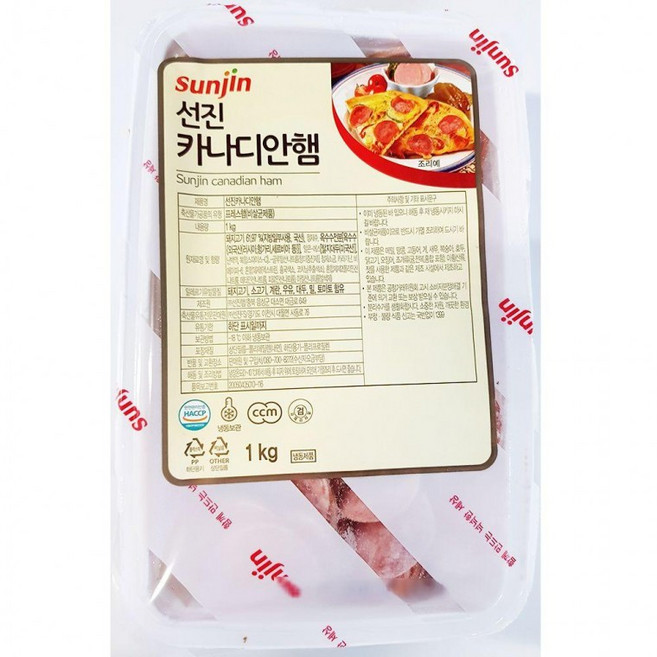 식당 업소용 다용도 피자 토핑용 카나디안햄 1kg 식자재, 1개, 1g