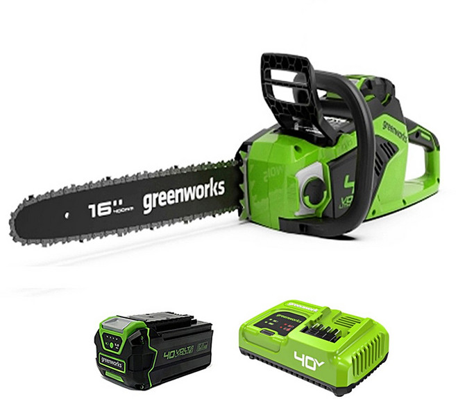 그린웍스 40v 체인톱 충전식 전기톱 충전톱 전기톱 엔진톱 전동톱 5Ah1팩, 1개