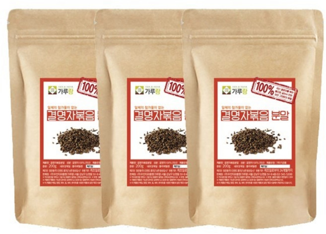 가루랑 가루랑v % 국산 결명자분말(볶음) 선식, 200g, 3개