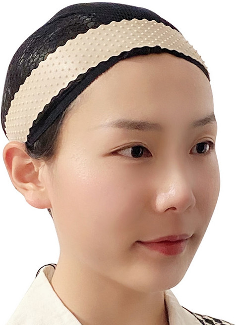 1/2구성 논슬립 가발 머리 고정 밴드 실리콘 헤어 미끄럼 방지 요가 필라테스, 베이지, 1개