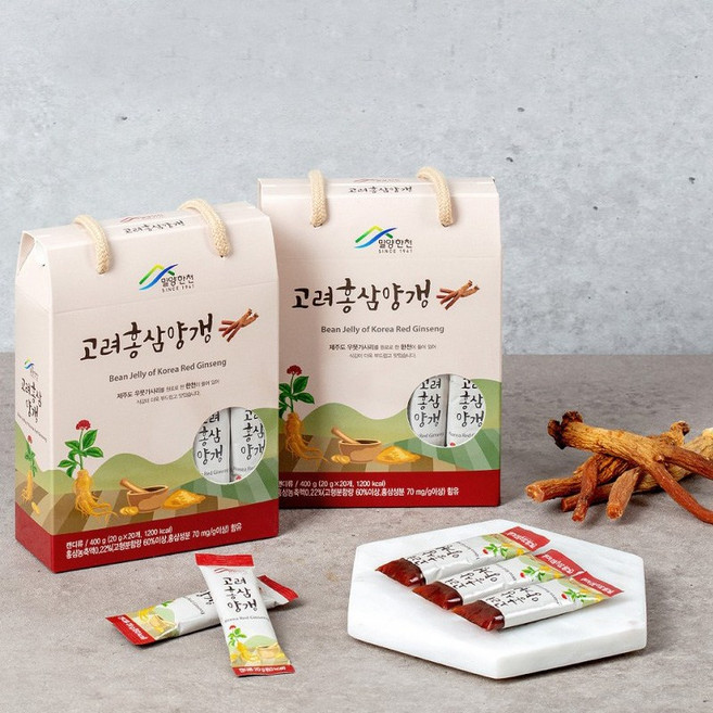 향좋고 부드러운 개별포장 고려홍삼양갱 20g x 20개양갱 사무실간식 과자 젤리 운동간식, 20개