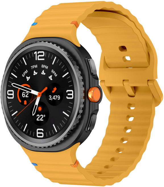 밴드톡 갤럭시워치8 호환 40mm/44mm/8클래식 46mm 스포츠 실리콘 컬러풀한 스티치 스트랩, 노란색