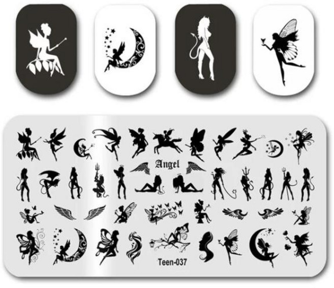 네일용스티커 일본 만화 스타일 네일 아트 스탬핑 플레이트 섹시한 꽃 프린팅 동물 문자 이미지 스테인레, 1개