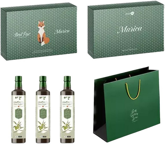 아보아칸레드폭스 올리브엑스트라버진오일 250ML3EA 선물세트+선물박스+쇼핑백, 1세트, 250ml