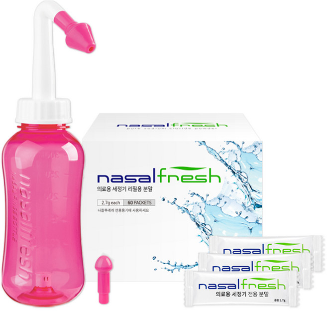 코세척기 나잘후레쉬 핑크용기300ml+분말120포(4개월분), 1세트