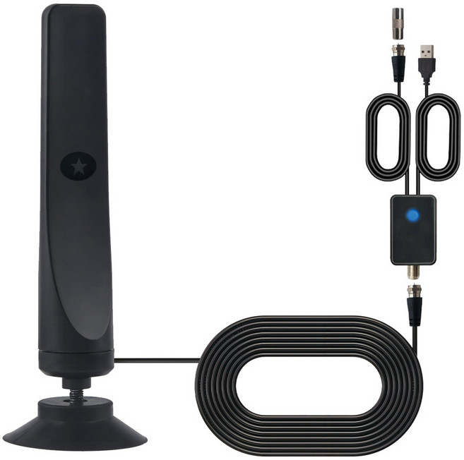 스마트 TV를위한 TV 안테나 실내 디지털 TV 안테나 1080p 모든 텔레비전 실내 고화질 지상파 DigitalTV, 검은색, 1개