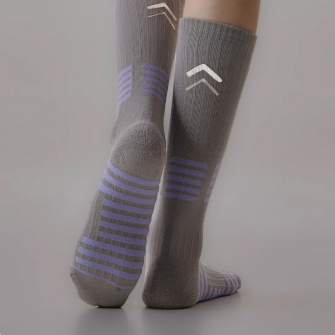 FlaxArch Socks 아치보호 여성 장목 스포츠전용 기능성 쿠션 양말, 소프트그레이, 1개