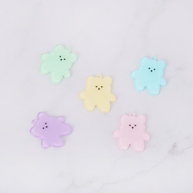 짱패브릭 파스텔 곰 아크릴 팬던트 참장식, 연하늘, 1개