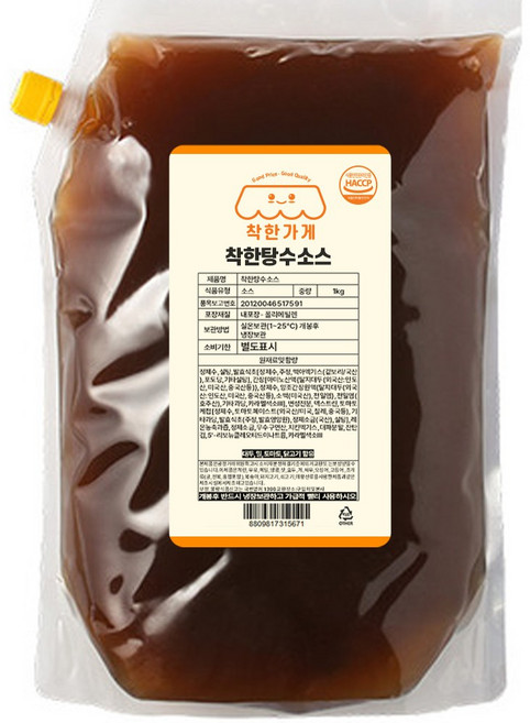 착한 착한탕수소스 꿔바로우, 1개, 1kg