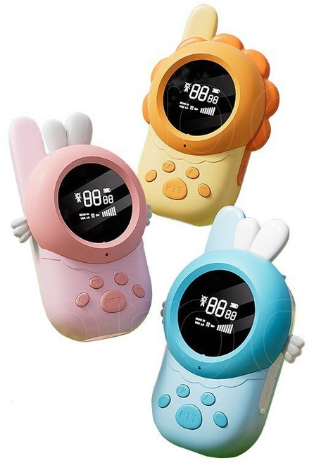 귀여운 충전식 무전기 생활 워키토키 가족 선물 통화거리 -3KM, 1개, 옐로우