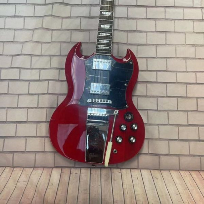 입문용기타 SG 일렉트릭 기타 버건디 바디 글로스 로즈 우드 지판 메이플 트랙 ENCL 6 스트링 통합 기타, guitar, 1개