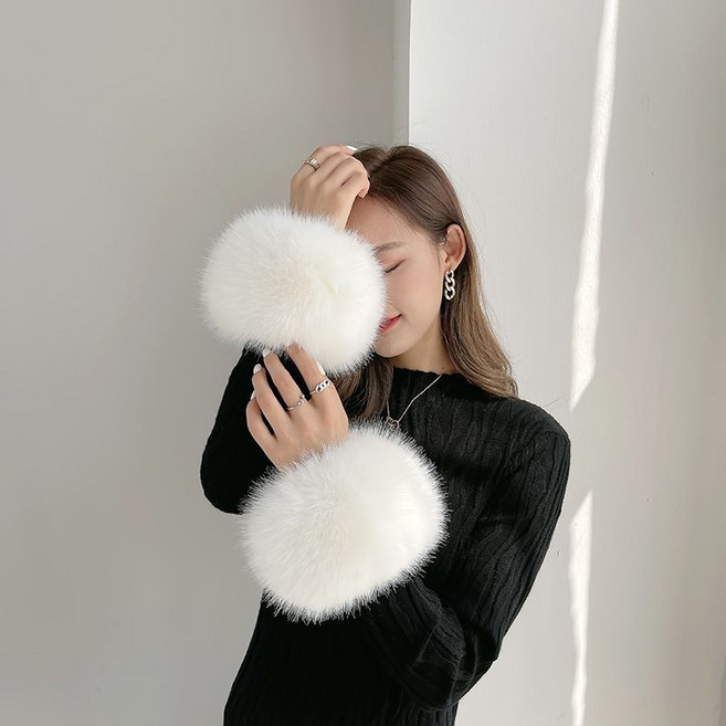 JoYouth 여성용 소매 털장식 2023 팔목 보호 팔토시 퍼장식 팔 워머 슬리브 겨울 방한 손목