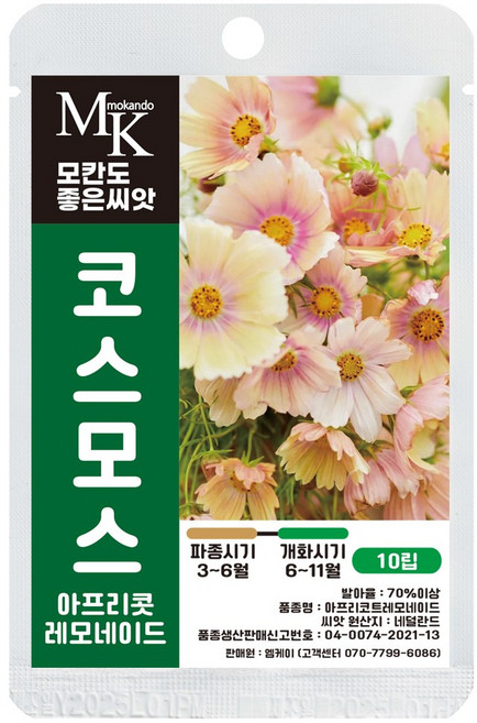 모칸도 좋은씨앗 코스모스 씨앗 아프리콧 레모네이드 10립 꽃씨 꽃씨앗, 1개