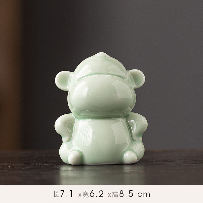 陶瓷十二生肖招財擺件 雞吉祥物家居工藝品, 申猴-青瓷, N/A