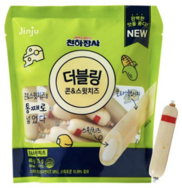 진주햄 천하장사 더블링 콘&스윗치즈, 400g, 64개