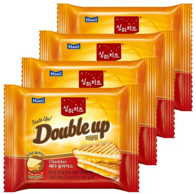 [매일] 상하치즈 더블업 체다슬라이스 240G 10매 4팩(총 40매), 상세설명 참조, 없음