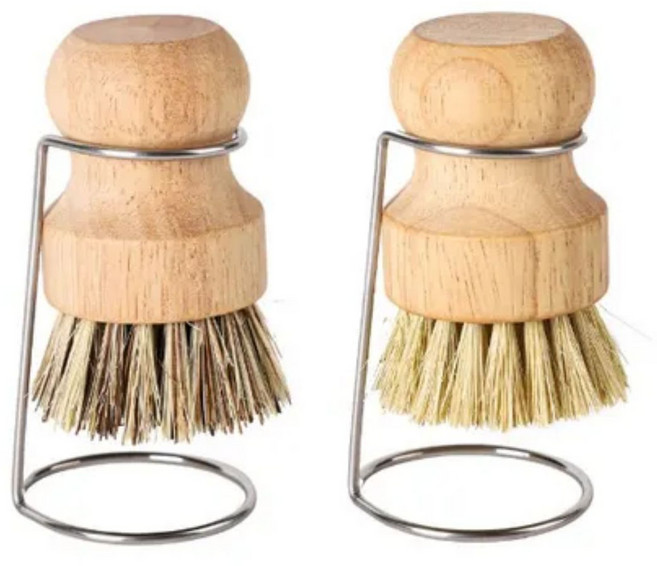 플랜메이 친환경 나무 세척솔 건조대 사이잘삼+코코넛 2종 세트, 1개, 우드