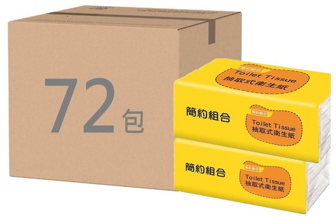 連續抽取式衛生紙 100抽/包 72包/箱, 1個, 72個裝