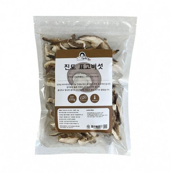 안옥남 진도 표고버섯 유기농 건표고버섯슬라이스, 1개, 100g