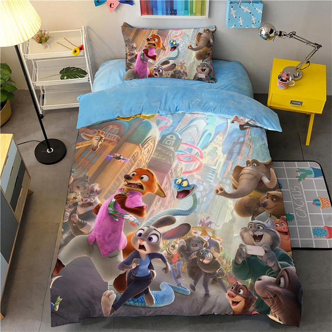 주토피아 침대커버 배게커버 플리스 닉 프린팅 아이방 주디 토끼이불 낮잠 이불, 1개, 2