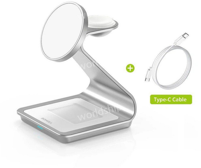 보놀라 마그네틱 3 in 1 무선 충전기 아이폰 17/16/15/13/14/12용 30W 충전 스테이션 워치/에어팟, White