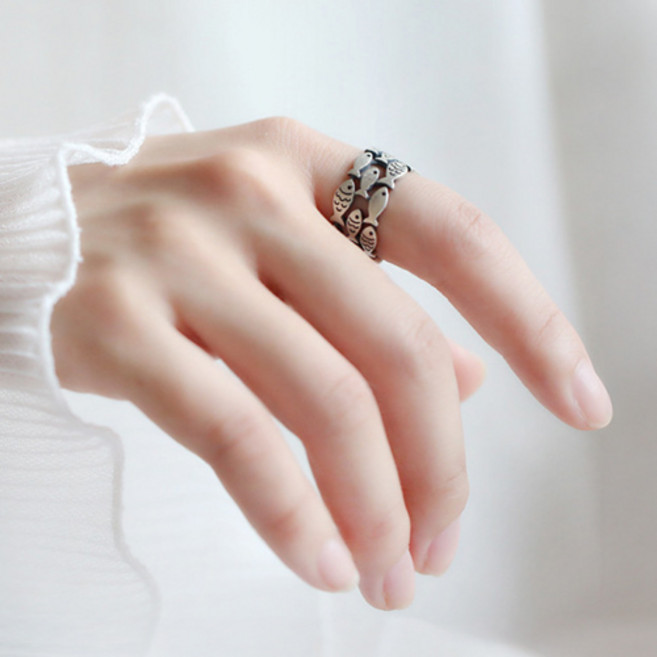 재물 금전 사업 자식 학업 행운의 물고기 반지 A1586