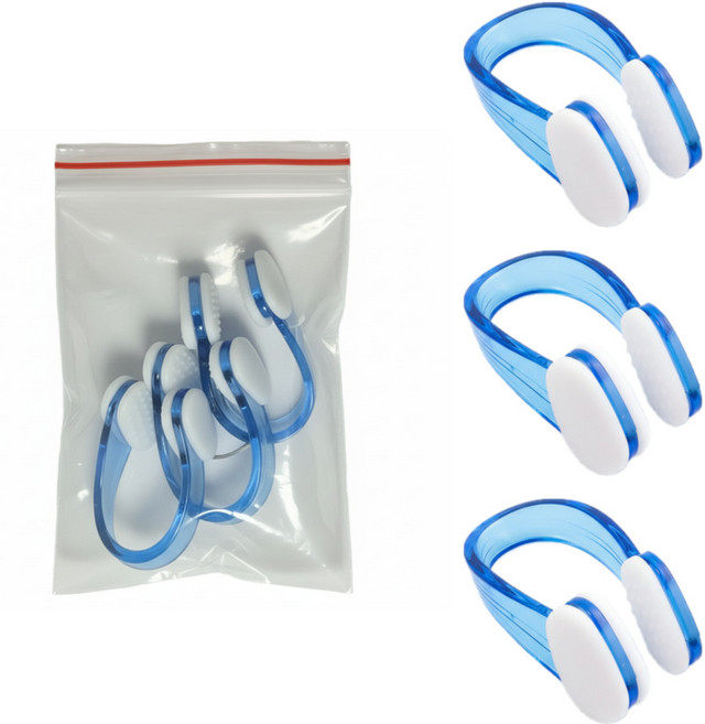 원더블 실리콘 수영 코마개, 블루, 3개